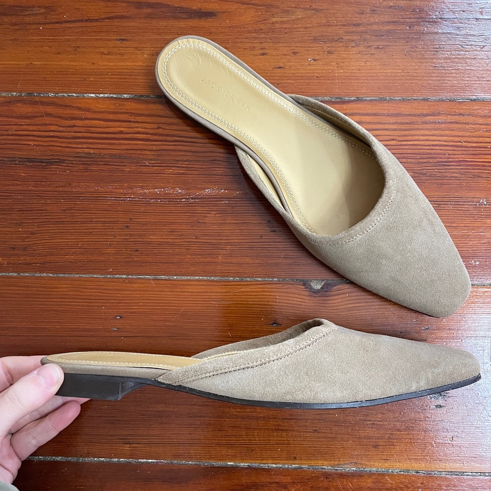 JACK ERWIN Suede Paz Slip On Mules Shoes Women’s 7 🧡🎀 Functional Elegance